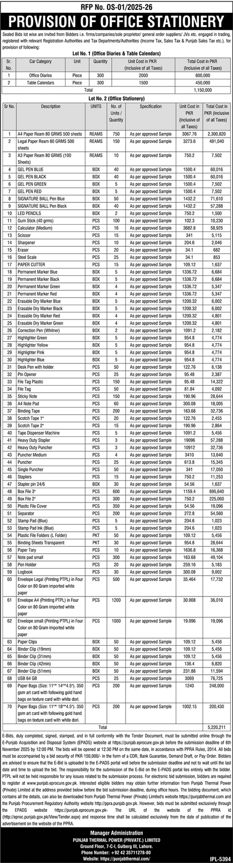 Public Sector Organization Tender Notice